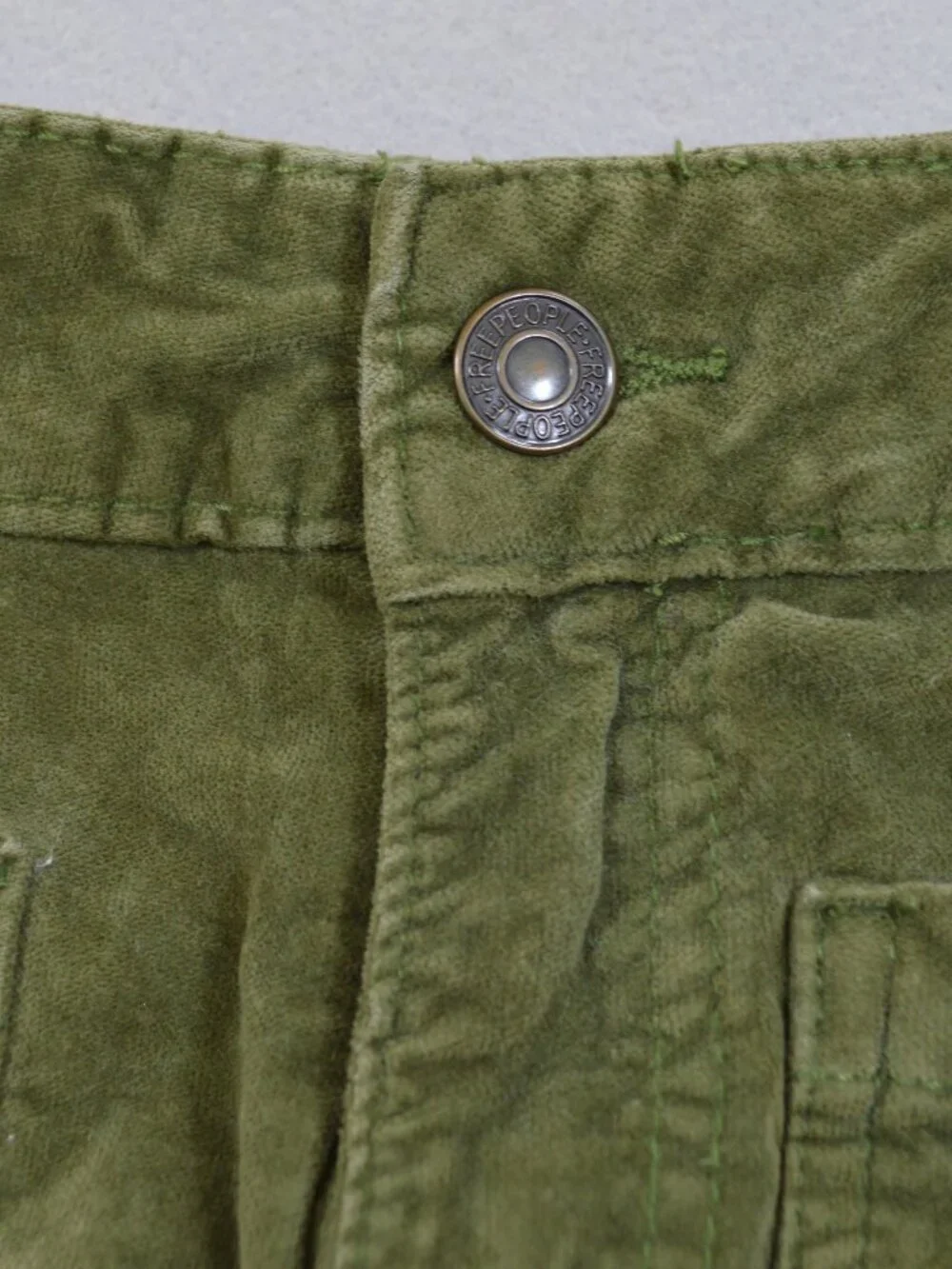 🌿 Free People Olive Corduroy Pants XS Boho Vintage Wash